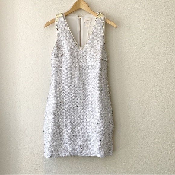 Foxiedox White Gold Flip Sequin Mini Dress XS - Picture 3 of 16